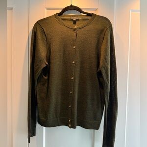 J Crew Olive Green Women's Cardigan with Gold Buttons